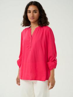 KAFFE Milia Roll Sleeve Top, Raspberry