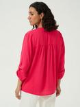 KAFFE Milia Roll Sleeve Top, Raspberry
