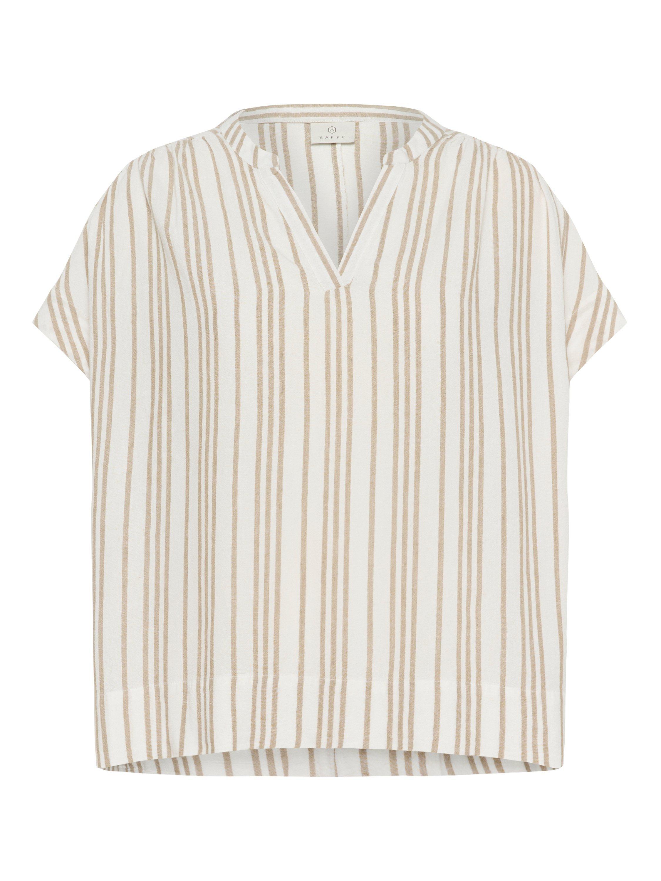 Product image 1 of 2, which shows KAFFE Milia Stripe Wing Sleeve Top, Natural Beige, 8