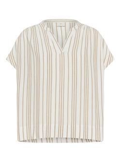 KAFFE Milia Stripe Wing Sleeve Top, Natural Beige, Natural Beige