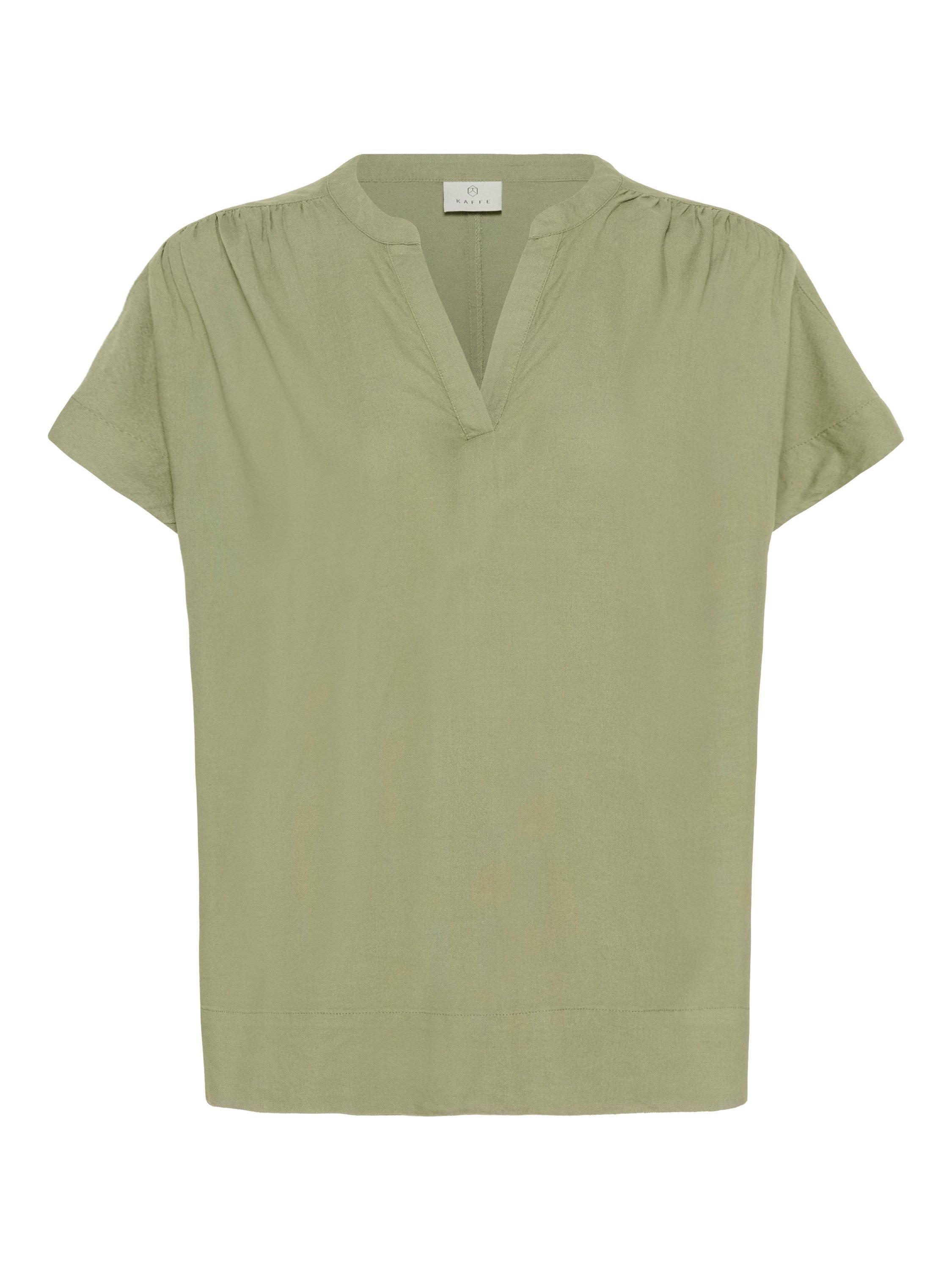 Product image 1 of 2, which shows KAFFE Milia Short Wing Sleeve Blouse, Oil Green, 8