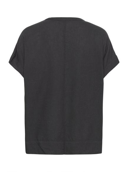 KAFFE Milia Linen Blend V-Neck Blouse, Black Oyster - view 2, Black Oyster