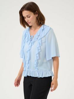 KAFFE Ninna Ruffle Blouse, Mid Blue, Mid Blue