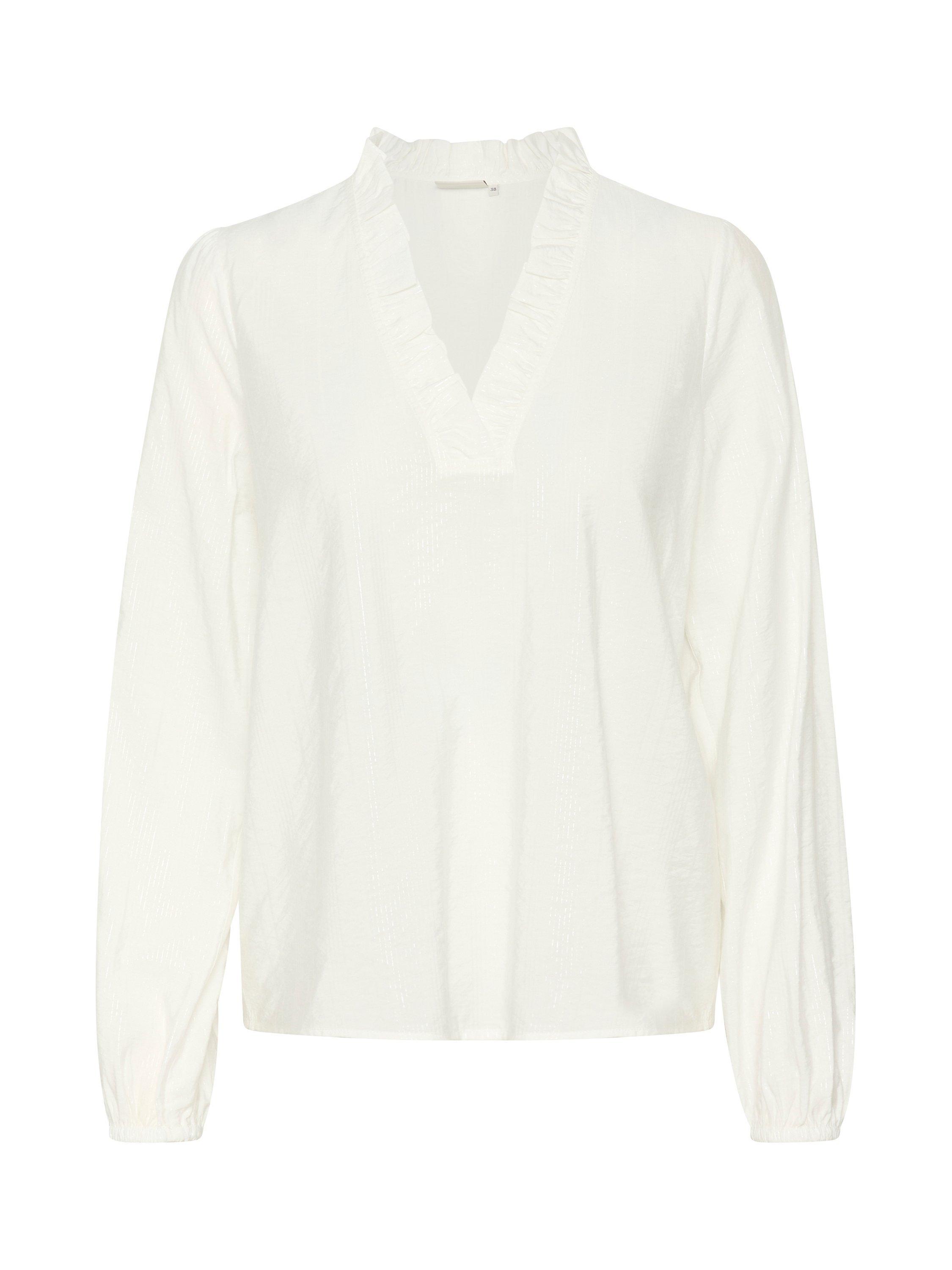 Product image 5 of 6, which shows KAFFE Sanni Frill Detail V-Neck Top, Chalk, 10