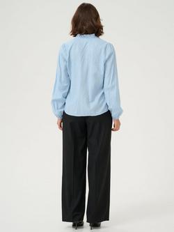 KAFFE Sanni Frill Detail V-Neck Top - view 2, Soft Chambray