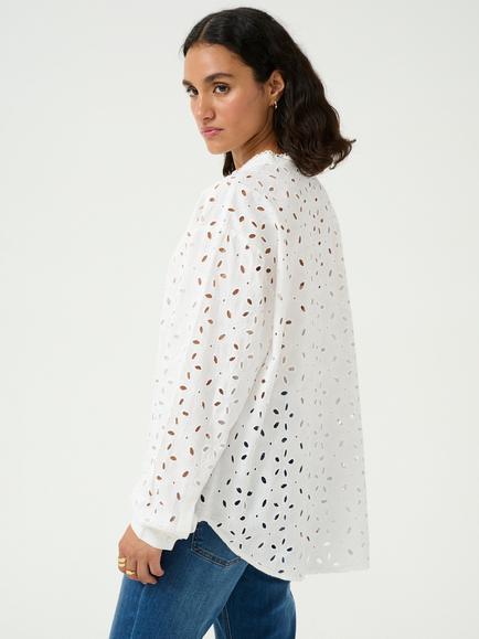 KAFFE Silina Cut Out Embroidered Shirt, White - view 2, White