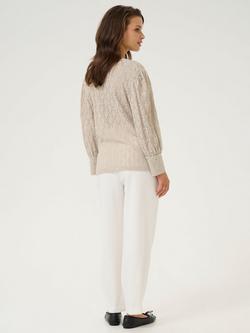 KAFFE Tio Lace Textured Top - view 2, Mid Grey