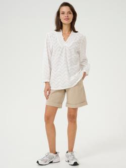 KAFFE Victoria Cotton Textured V-Neck Blouse - view 2, Chalk