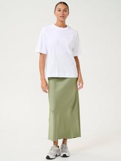 KAFFE Hill Satin A-Line Maxi Skirt - view 2, Mid Green