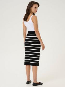 KAFFE Lizza Stripe Knit Midi Skirt, Black/Chalk - view 2, Black/Chalk