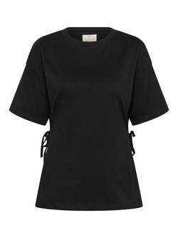 KAFFE Danny Cotton Tie Side T-Shirt, Black