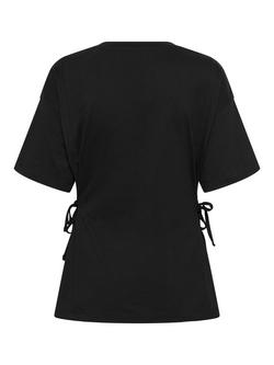 KAFFE Danny Cotton Tie Side T-Shirt - view 2, Black