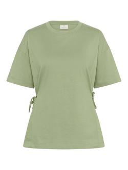 KAFFE Danny Cotton Tie Side T-Shirt, Mid Green