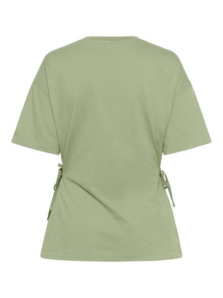 KAFFE Danny Cotton Tie Side T-Shirt - view 2, Mid Green