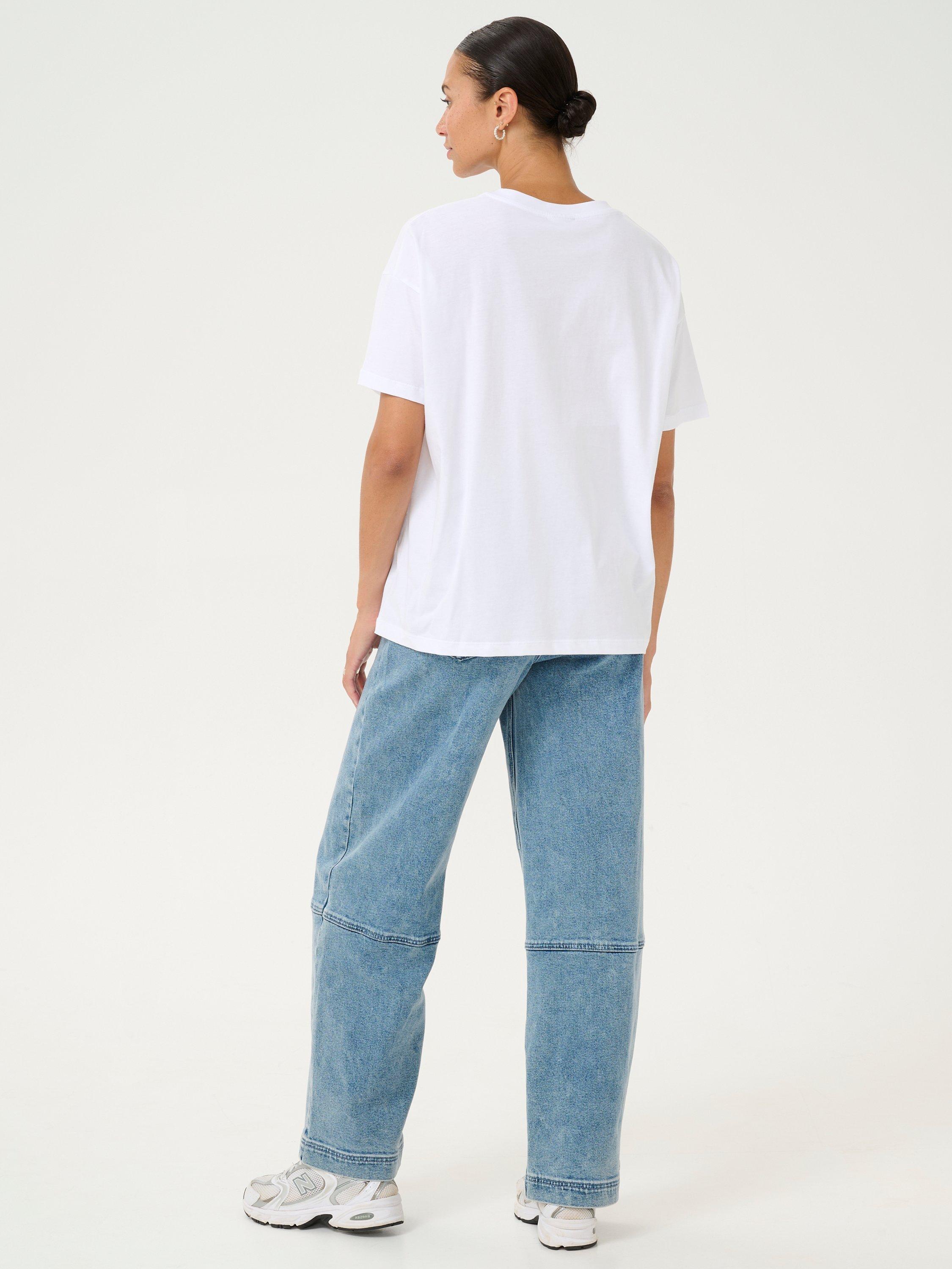 Product image 2 of 6, which shows KAFFE Fin Graphic Cotton T-Shirt, Optical White, XXL