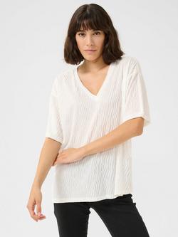 KAFFE Gerit V-Neck Knit Top, Chalk, Chalk