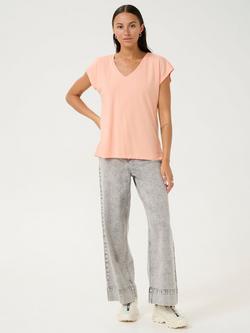 KAFFE KAlise V-Neck T-Shirt, Elephant Skin - view 2, Peach Nectar