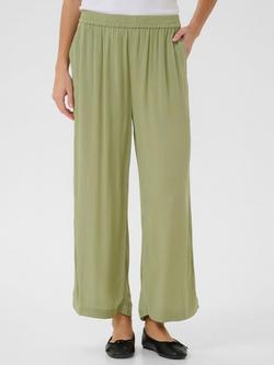 KAFFE Milia Cropped Relaxed Fit Trousers, Oil Green