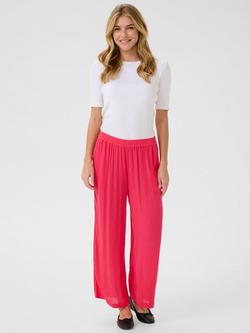 KAFFE Dacia Cropped Wide Leg Trousers, Mid Red - view 2, Mid Red