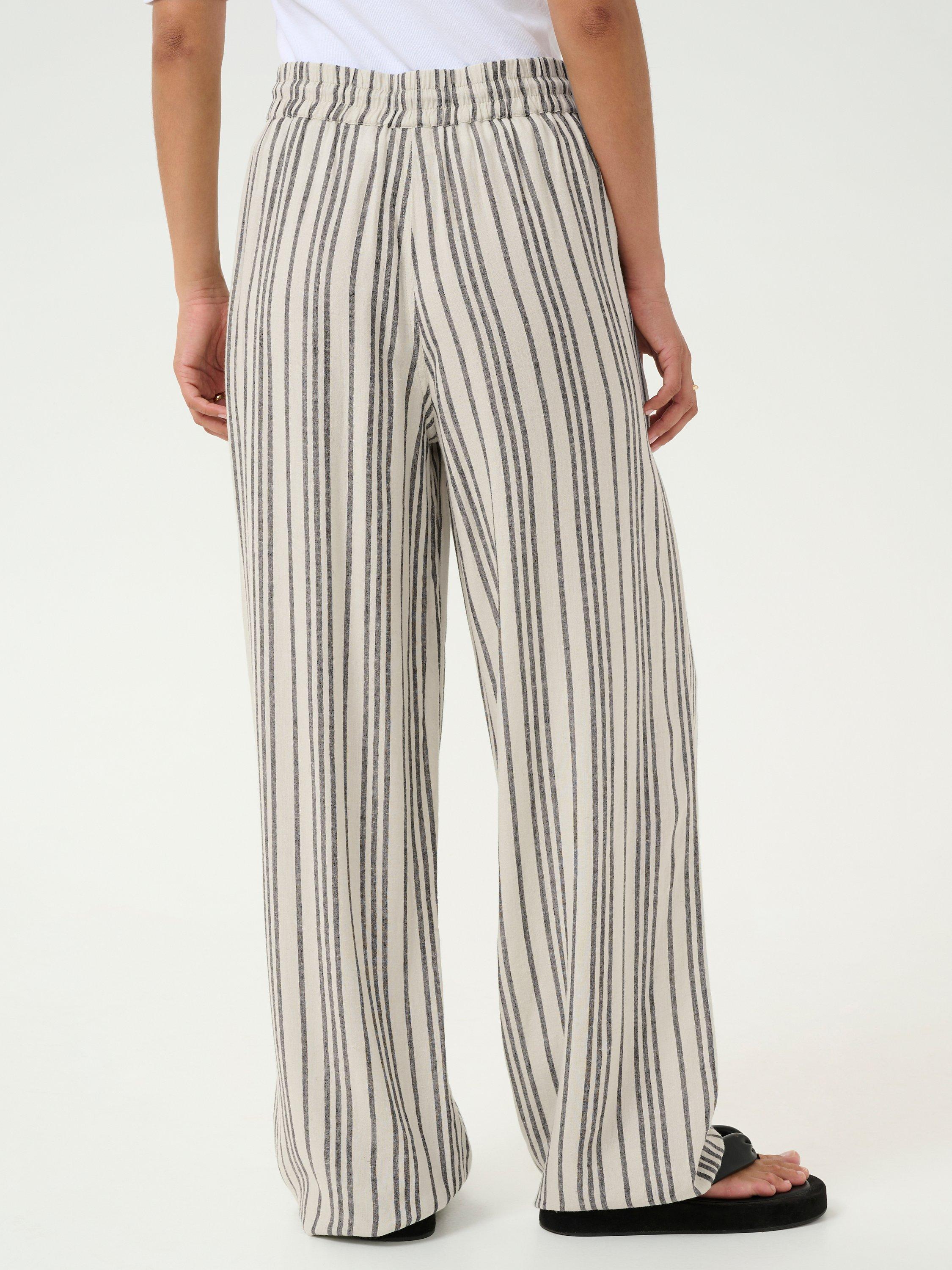 Product image 2 of 6, which shows KAFFE Milia Stripe High Waist Trousers, Beige/Multi, 8