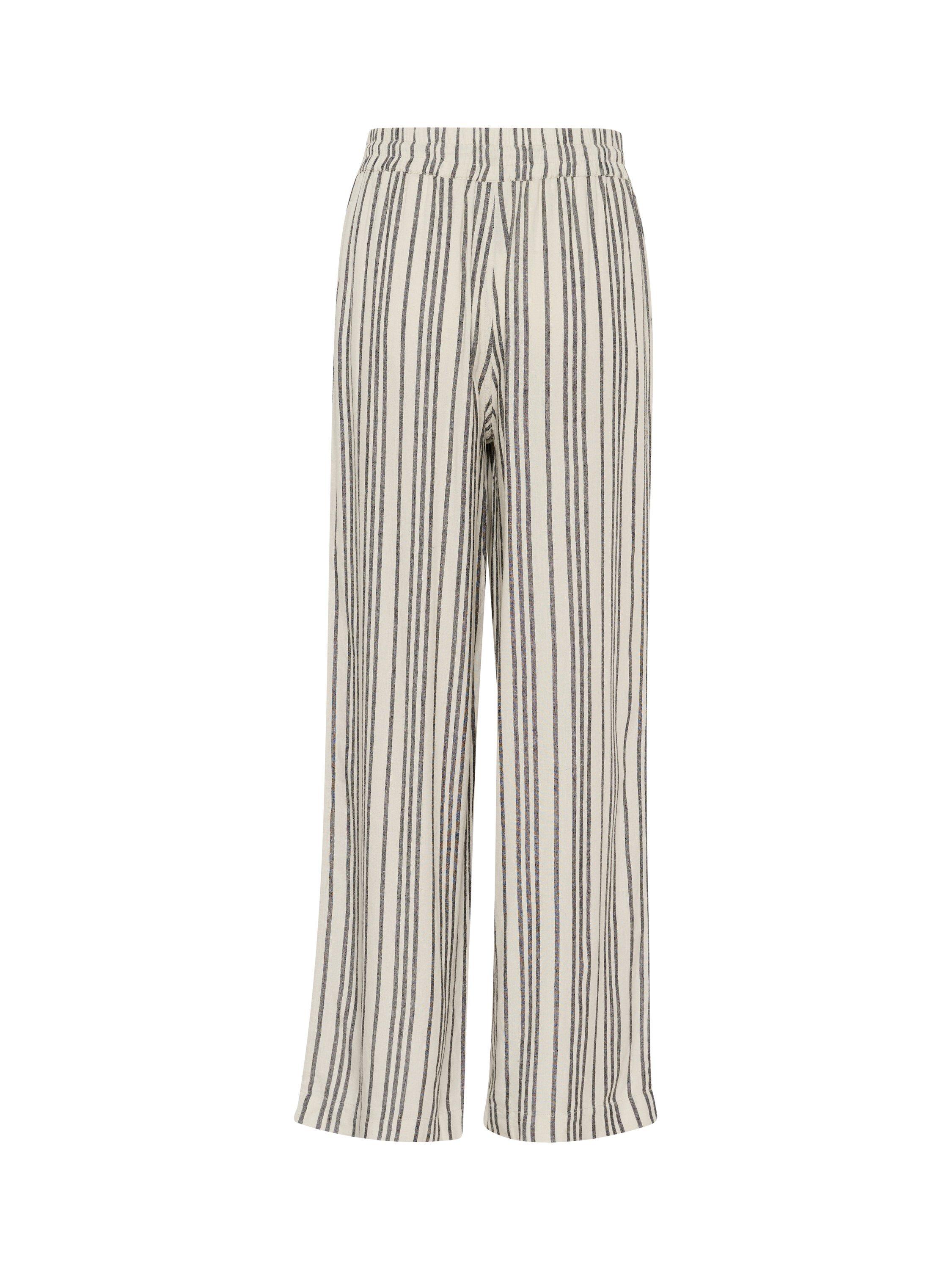 Product image 6 of 6, which shows KAFFE Milia Stripe High Waist Trousers, Beige/Multi, 8