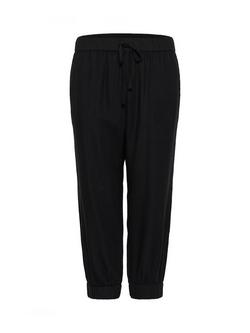 KAFFE Milia Cropped Relaxed Fit Trousers, Deep Black