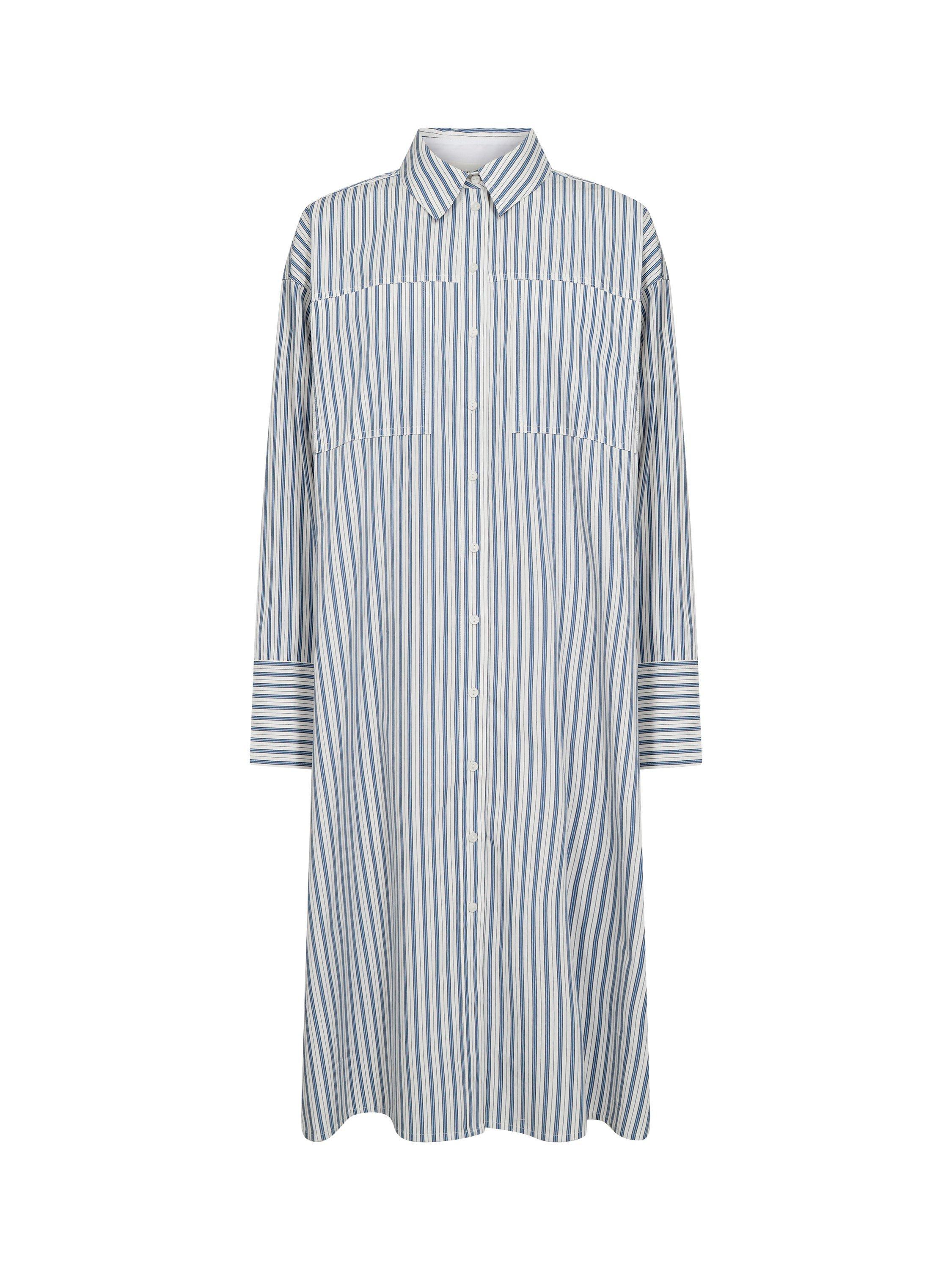 Product image 4 of 5, which shows Soaked In Luxury Mimilou Stripe Shirt Dress, Blue/White, XS