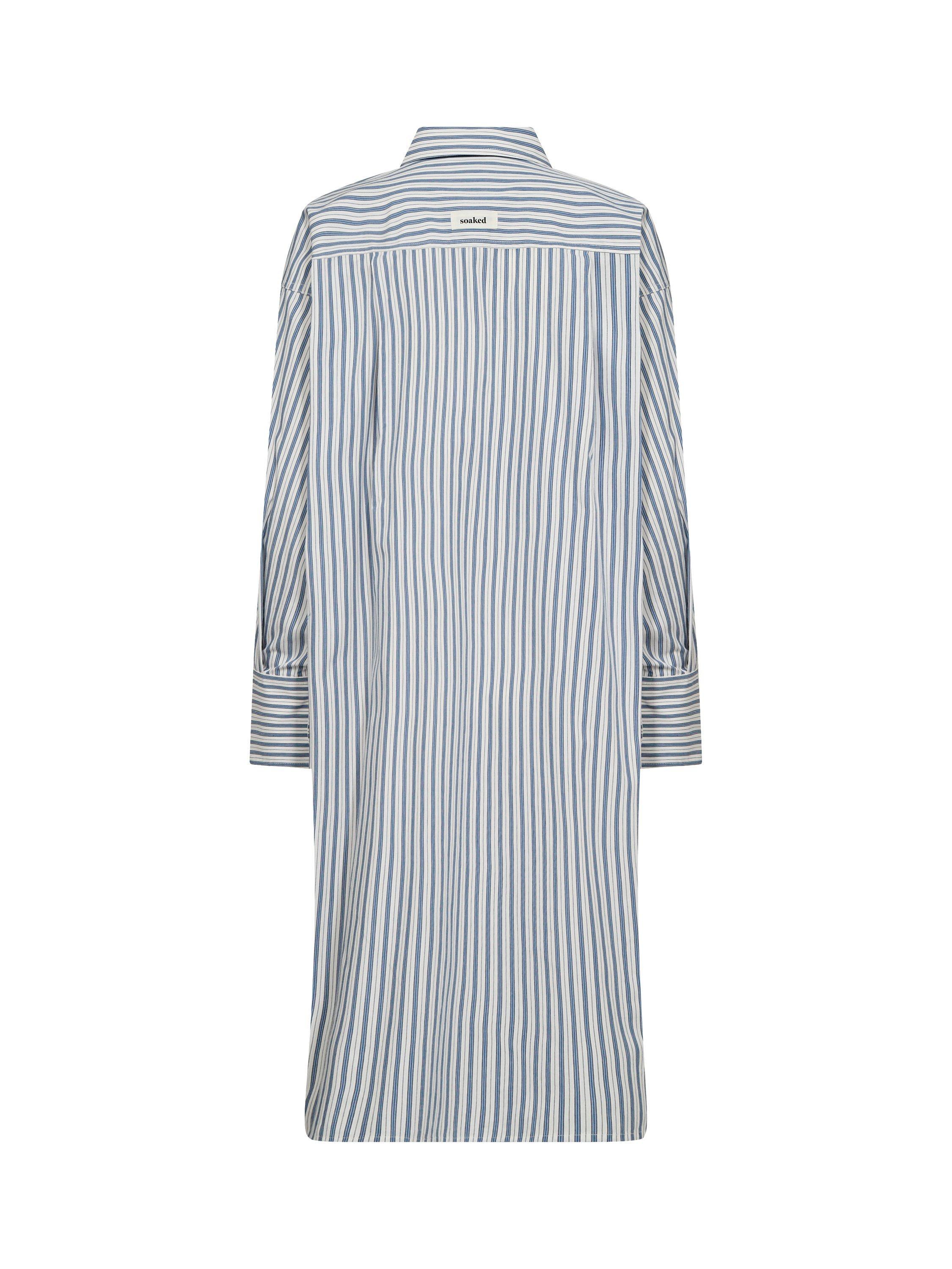 Product image 5 of 5, which shows Soaked In Luxury Mimilou Stripe Shirt Dress, Blue/White, XS