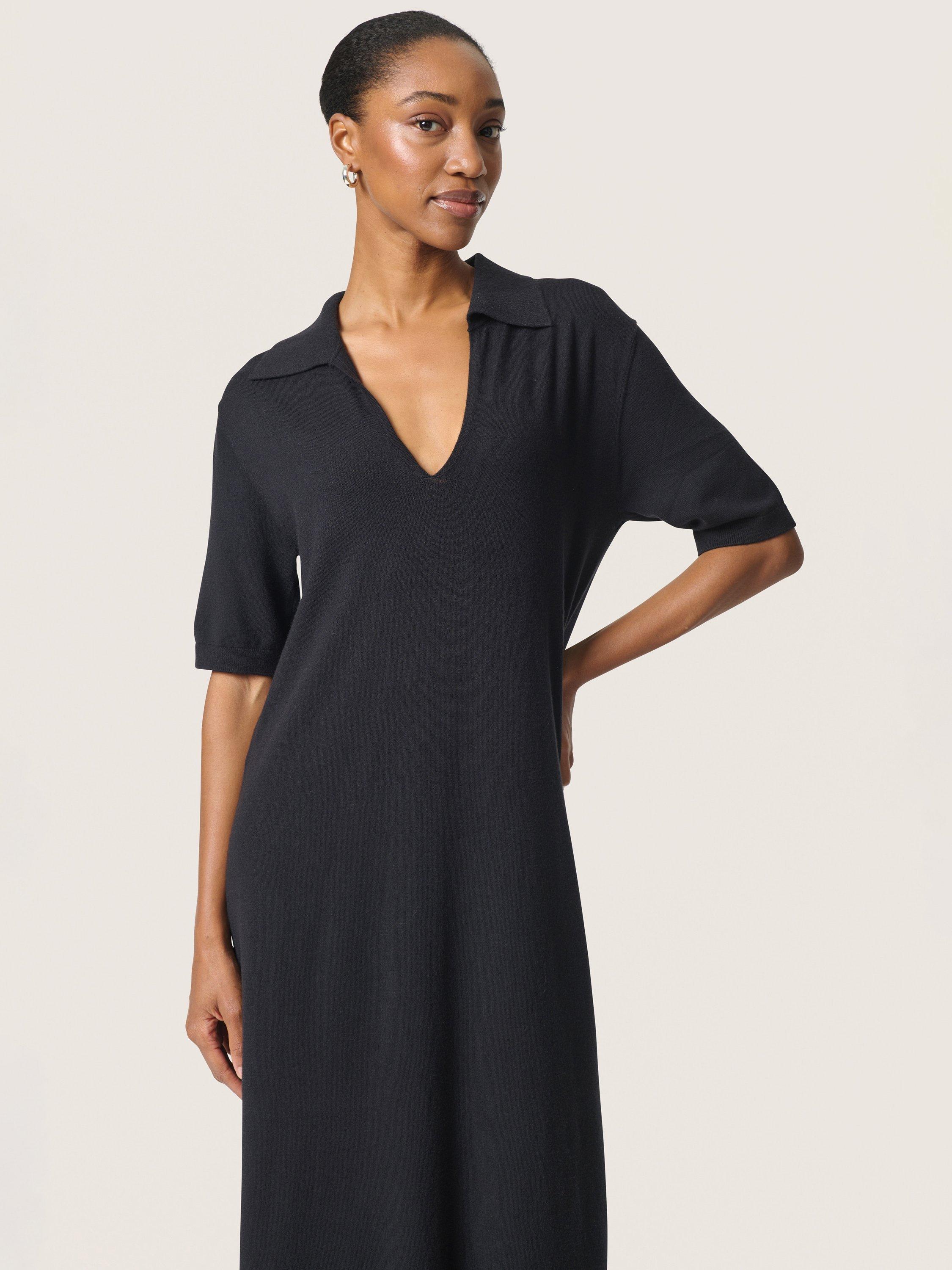 Product image 1 of 5, which shows Soaked In Luxury Spina Polo Maxi Dress, Black, XS