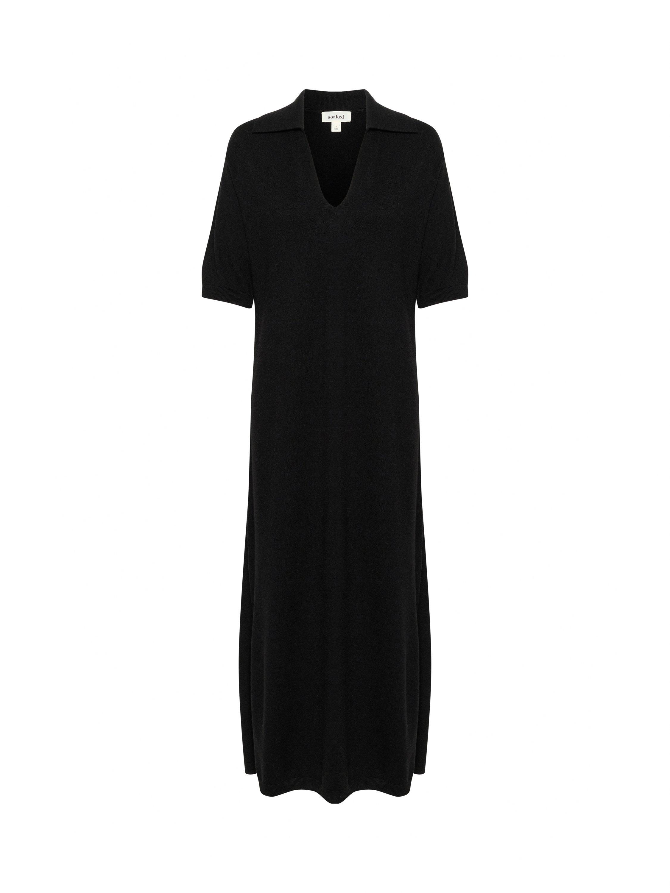 Product image 4 of 5, which shows Soaked In Luxury Spina Polo Maxi Dress, Black, XS