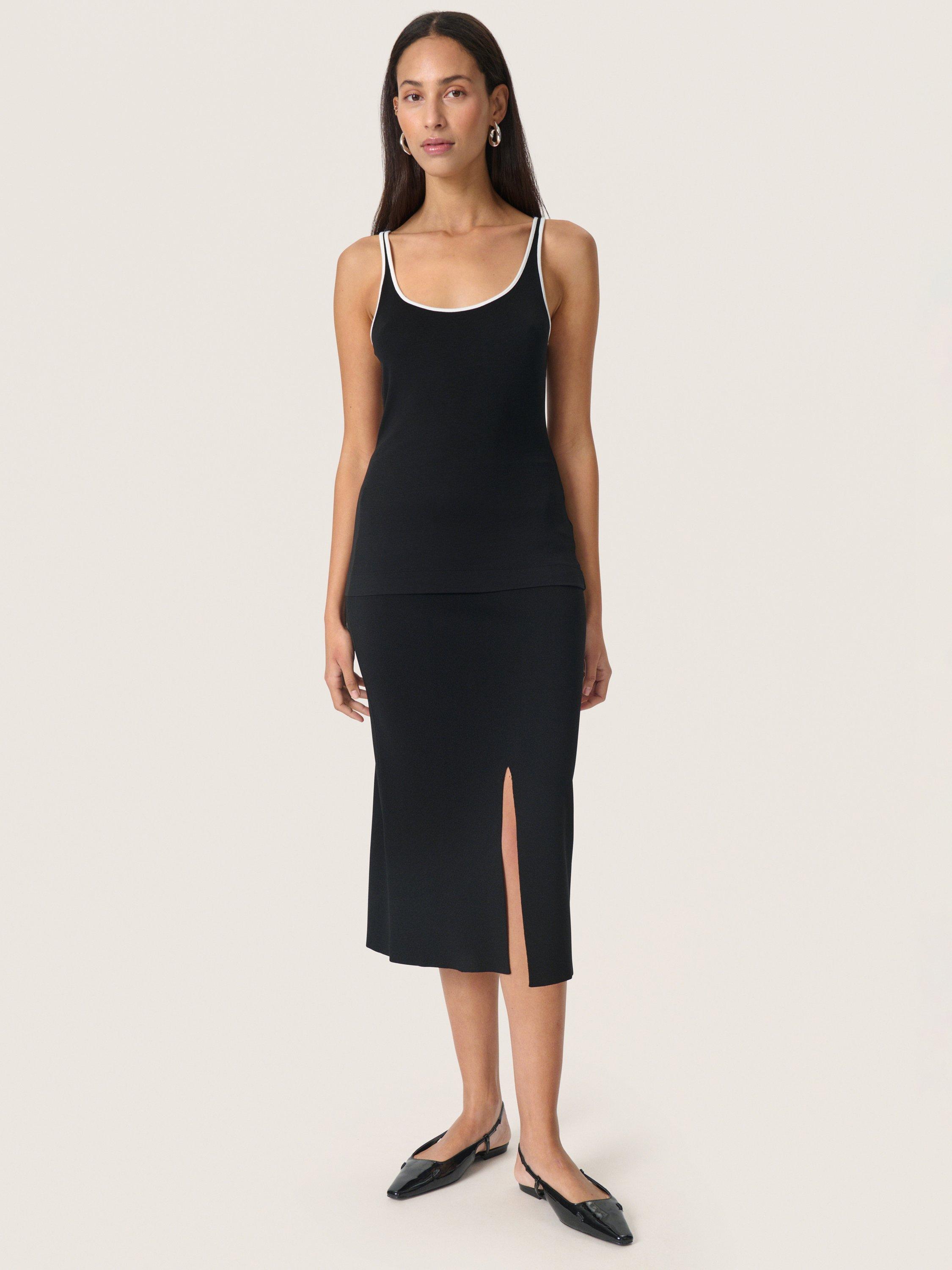 Product image 3 of 6, which shows Soaked In Luxury Ida Scoop Neck Tank Top, Black/White, M