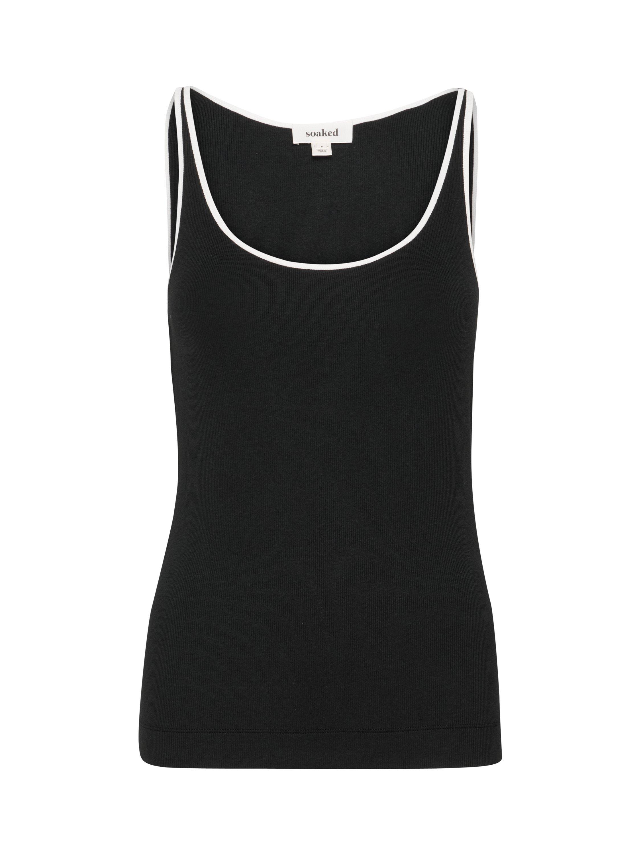 Product image 5 of 6, which shows Soaked In Luxury Ida Scoop Neck Tank Top, Black/White, M