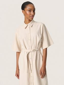 Soaked In Luxury Linnena Belted Shirt Dress, Beige, Beige