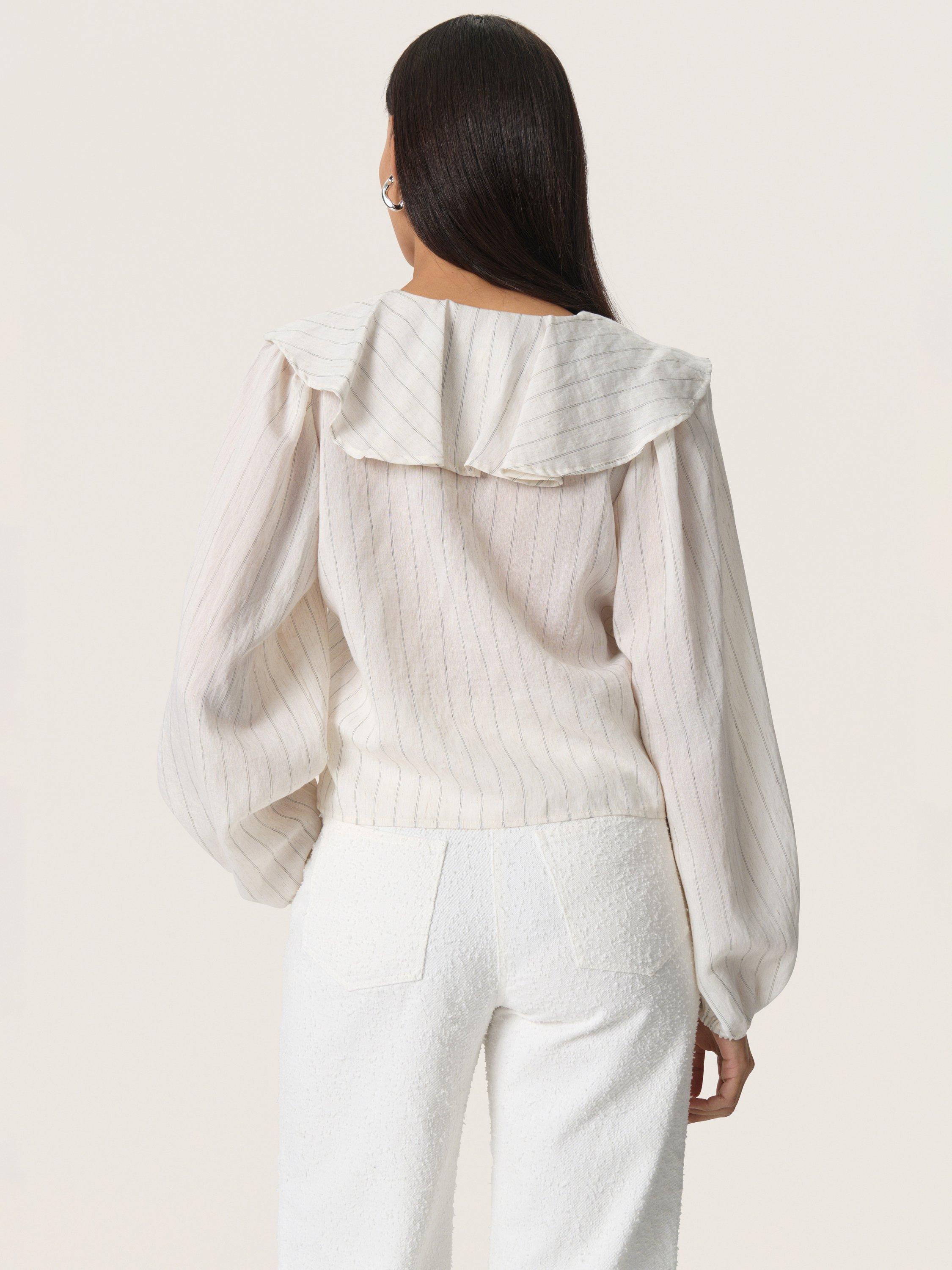 Product image 2 of 6, which shows Soaked In Luxury Roya Ruffle Top, Natural Beige, XS