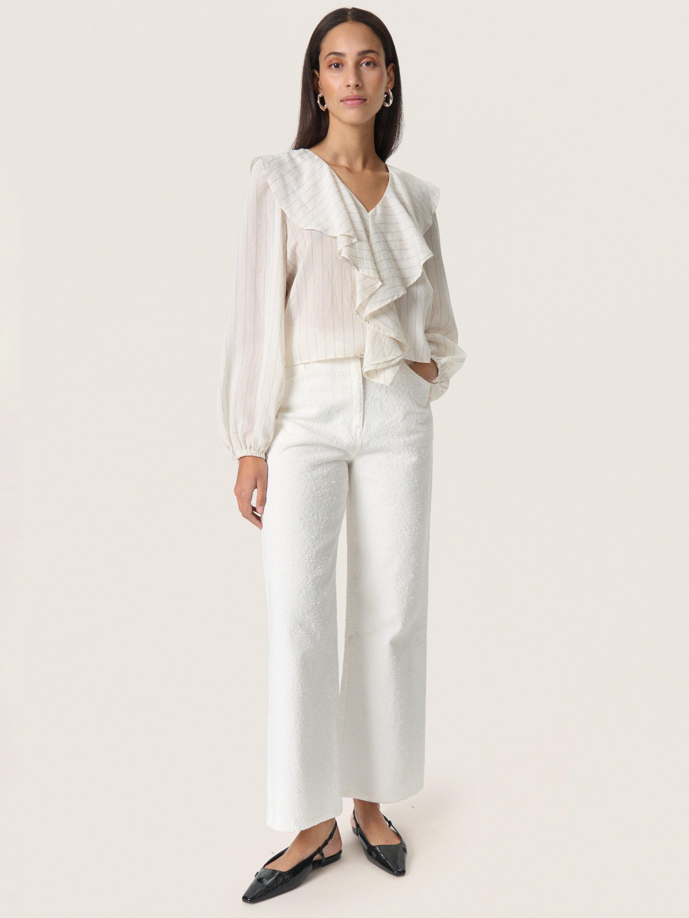 Product image 3 of 6, which shows Soaked In Luxury Roya Ruffle Top, Natural Beige, XS