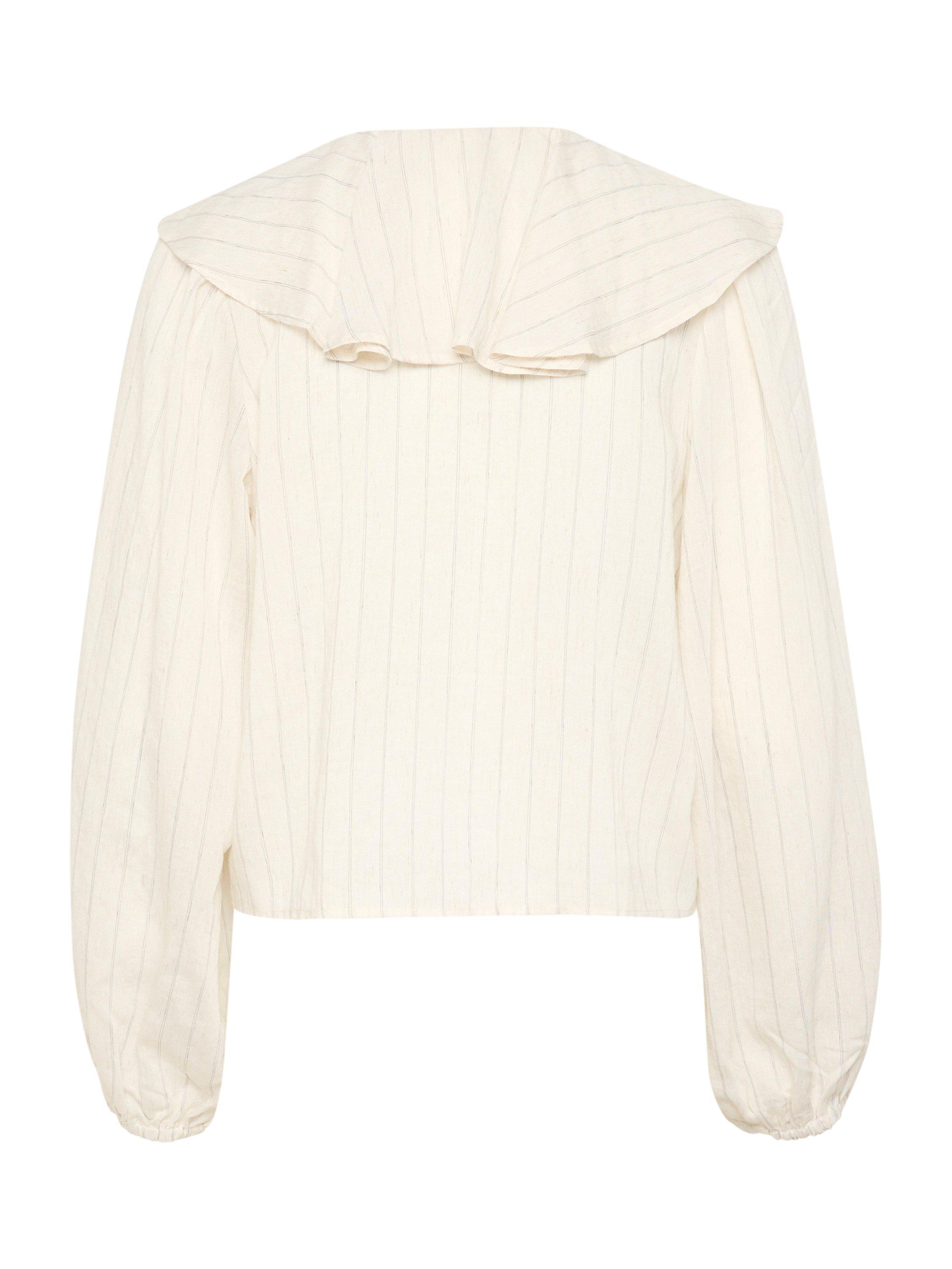 Product image 6 of 6, which shows Soaked In Luxury Roya Ruffle Top, Natural Beige, XS