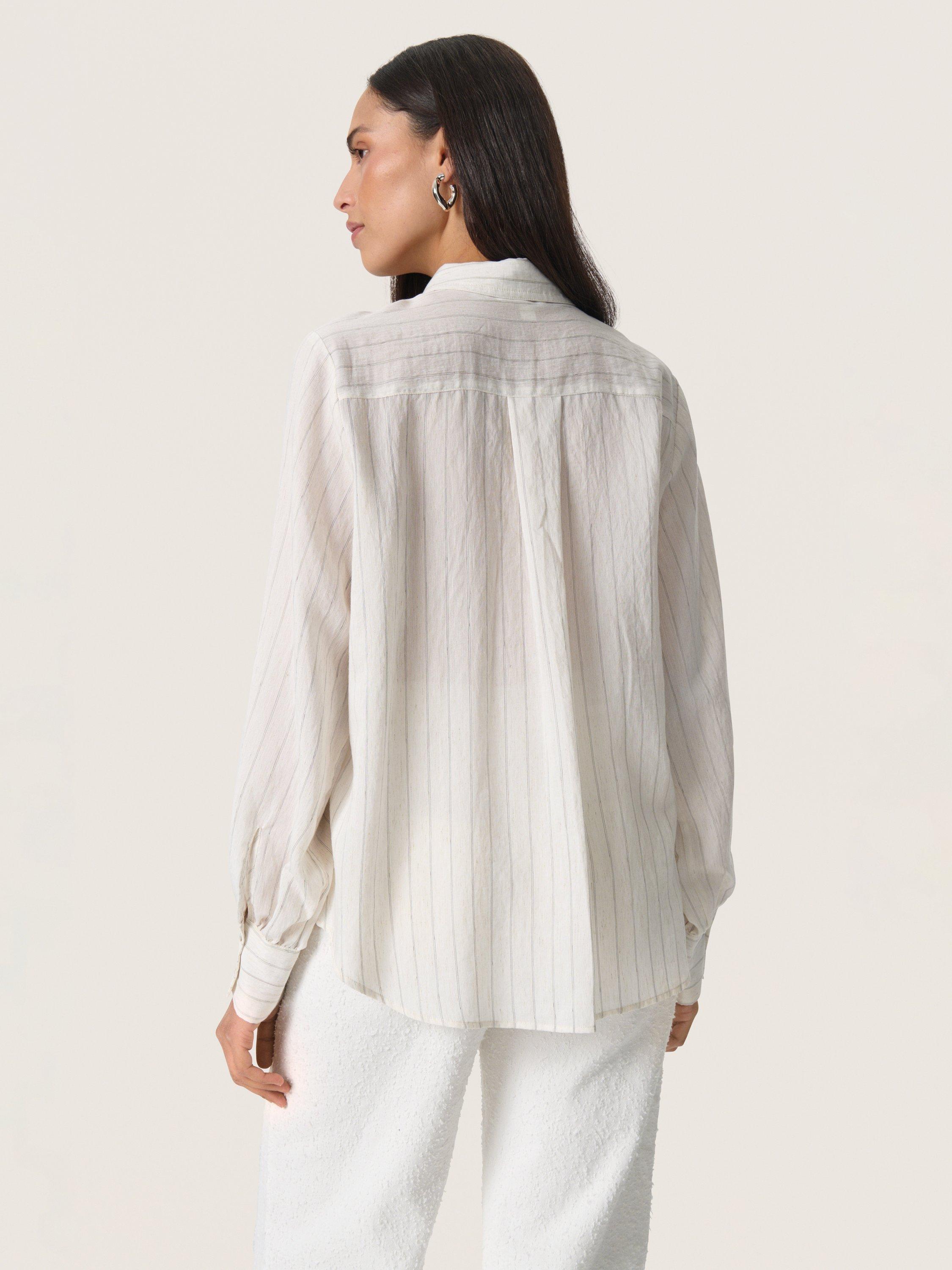 Product image 2 of 6, which shows Soaked In Luxury Roya Stripe Shirt, Natural Beige, S