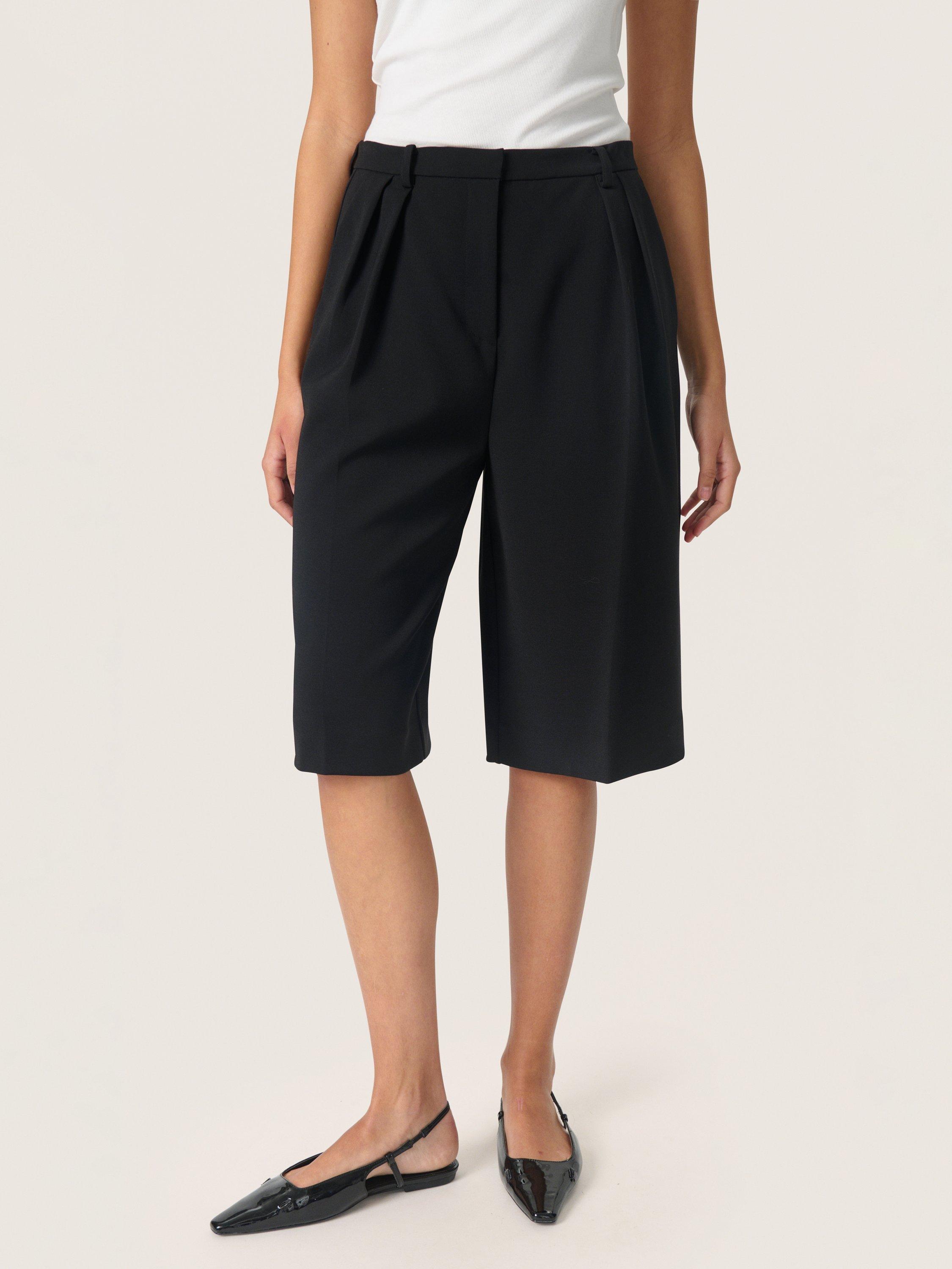 Product image 1 of 6, which shows Soaked In Luxury Malika Tailored Shorts, Black, S