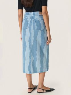 Soaked In Luxury Maisa Wavy Stripe Denim Skirt, Blue - view 2, Blue
