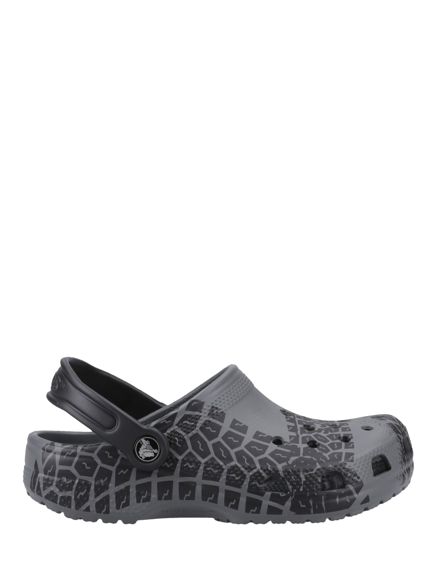 Product image 1 of 4, which shows Crocs Kids' Classic Graphic Clogs, Slate Grey, 11 Jnr