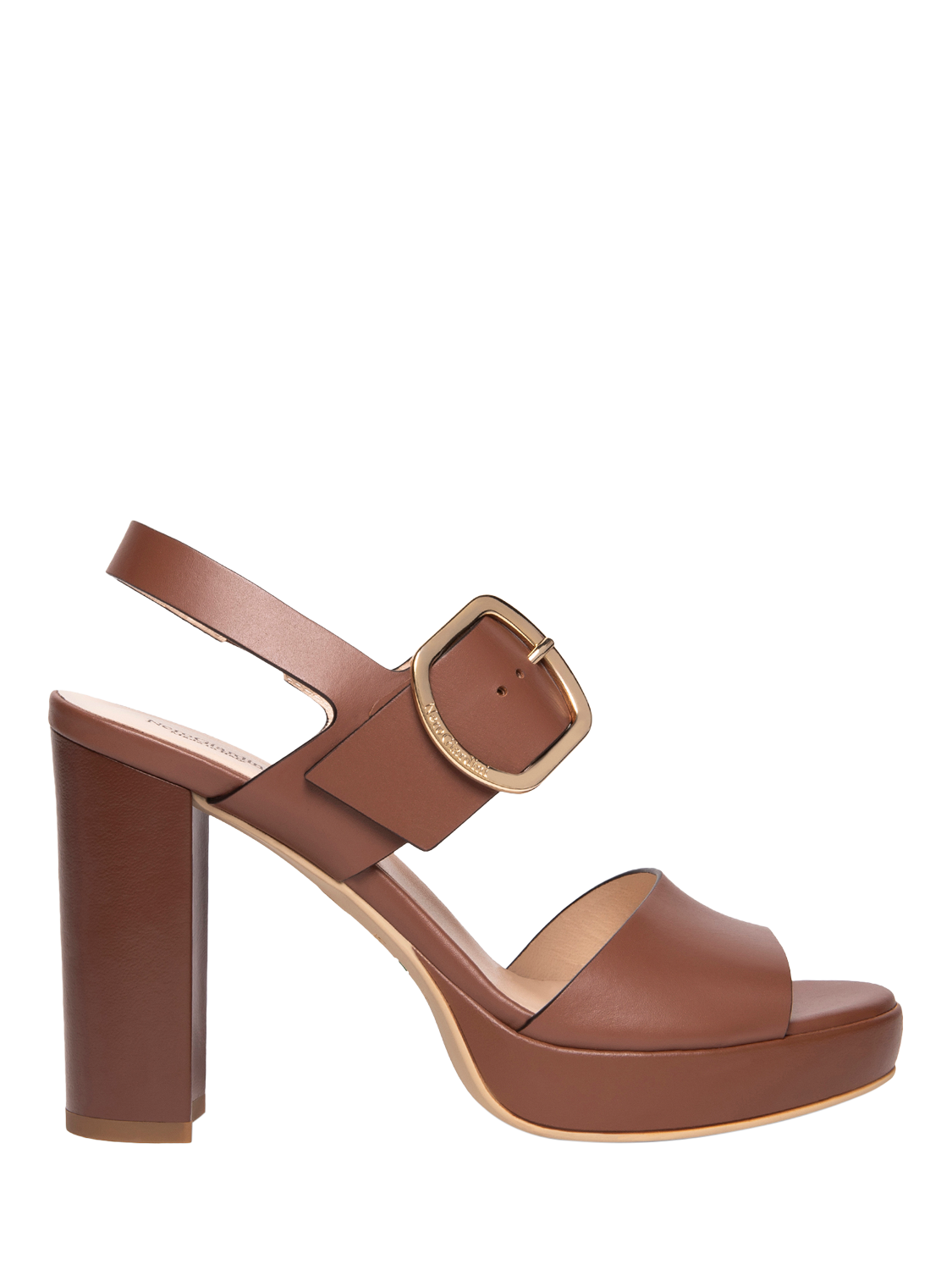 Product image 1 of 4, which shows NeroGiardini Astana Leather Platform Heeled Sandals, Brown, 3