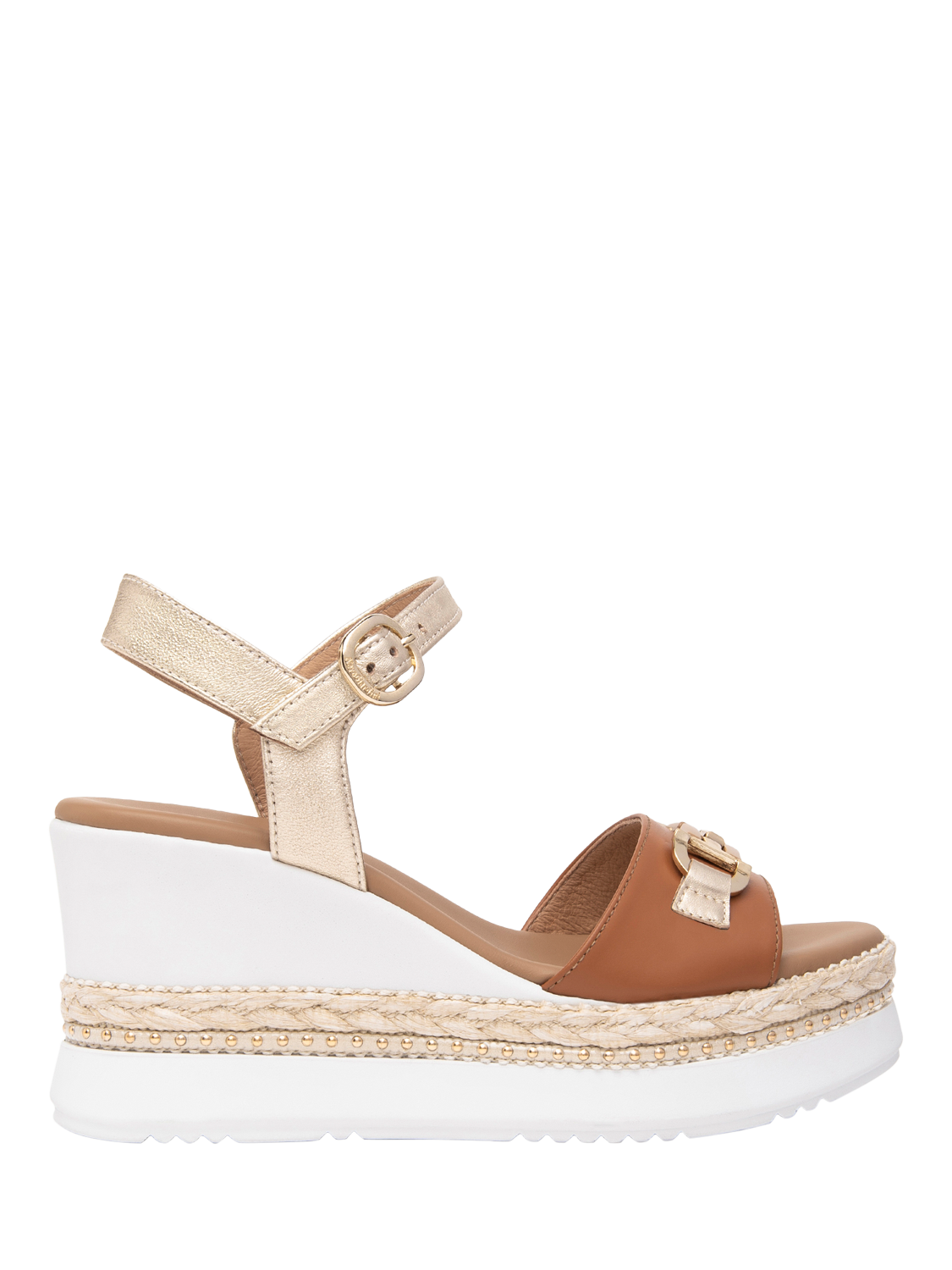 Product image 1 of 4, which shows NeroGiardini Bagheria Wedge Heeled Sandals, Tan, 8