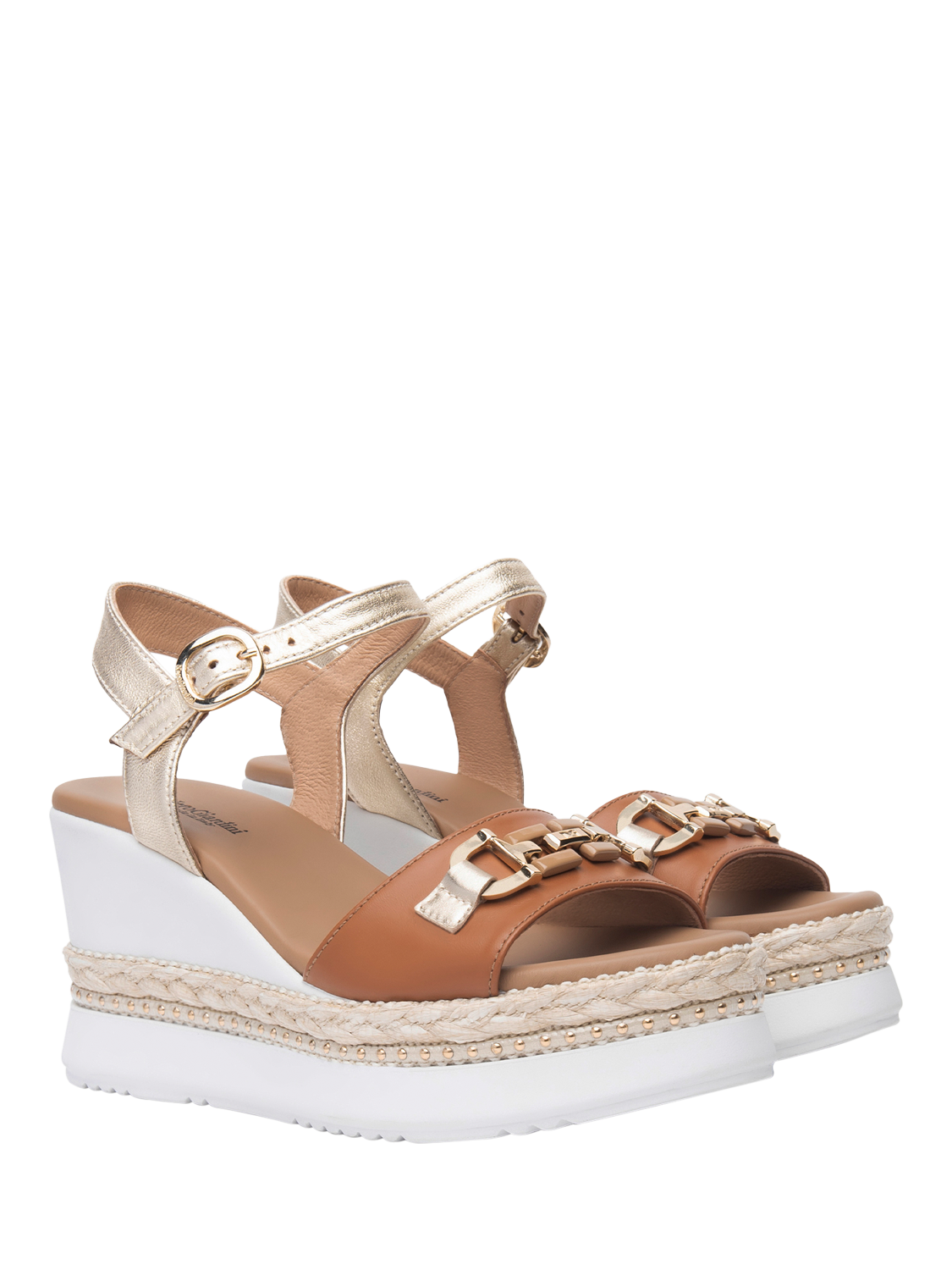 Product image 2 of 4, which shows NeroGiardini Bagheria Wedge Heeled Sandals, Tan, 8
