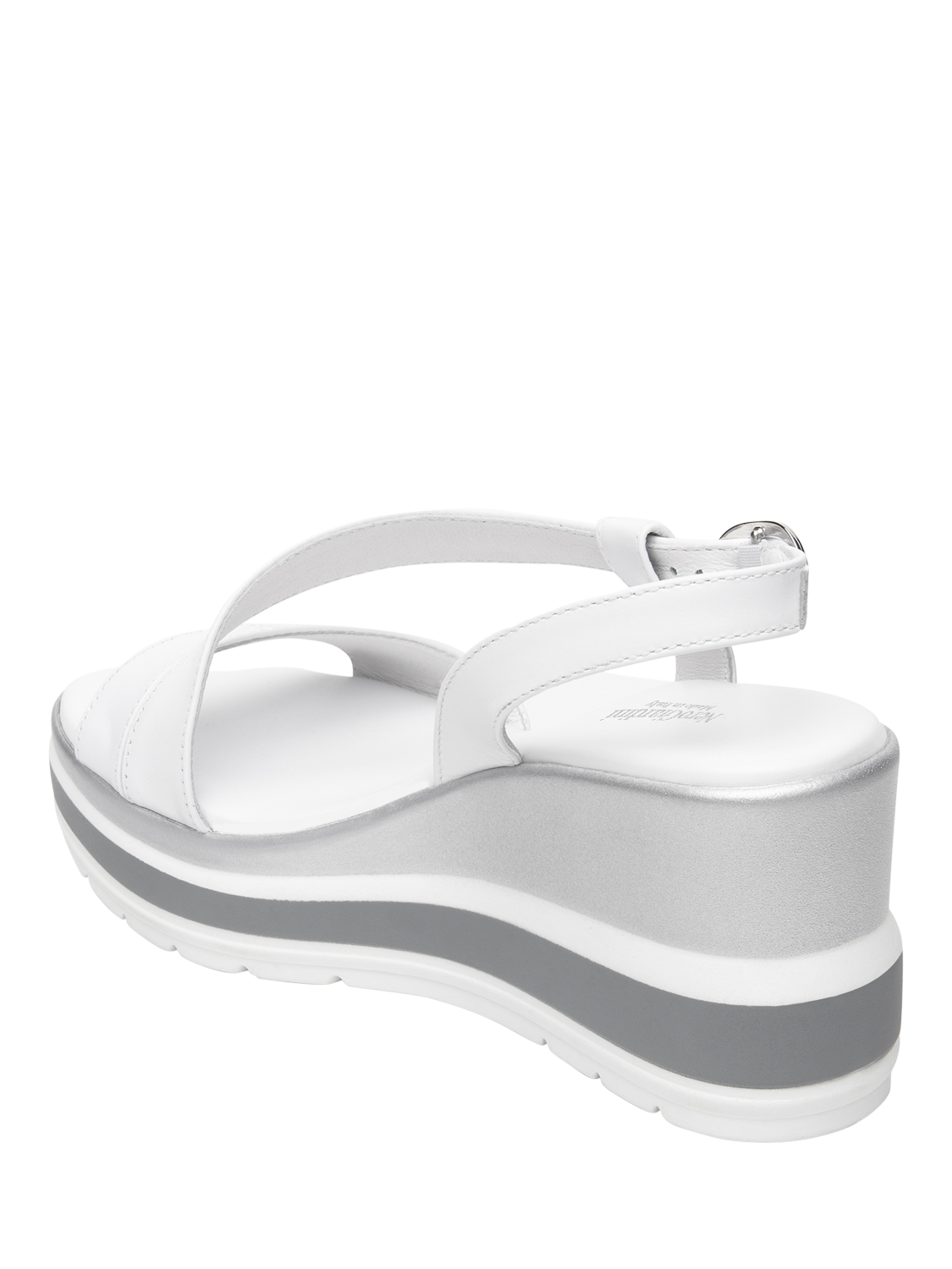Product image 3 of 4, which shows NeroGiardini Ussita Leather Wedge Heeled Sandals, White, 5