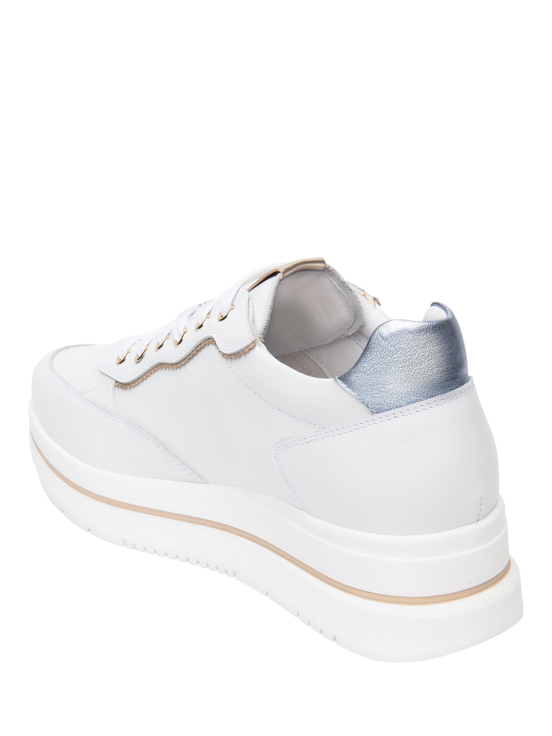 Product image 3 of 4, which shows NeroGiardini Corvara Leather Platform Trainers, White, 3