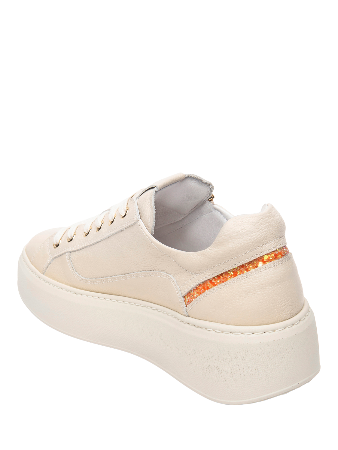 Product image 3 of 4, which shows NeroGiardini Guatemala Leather Chunky Platform Trainers, Cream, 3