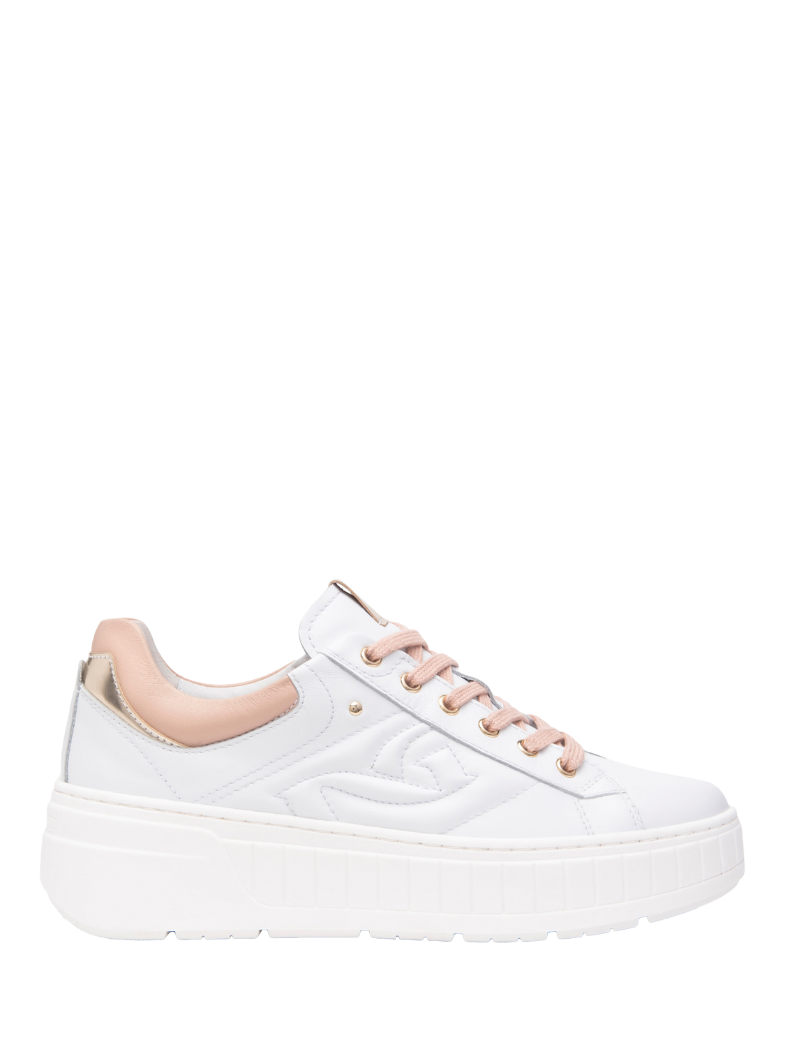 Product image 1 of 4, which shows NeroGiardini Specchia Leather Platform Trainers, White, 4