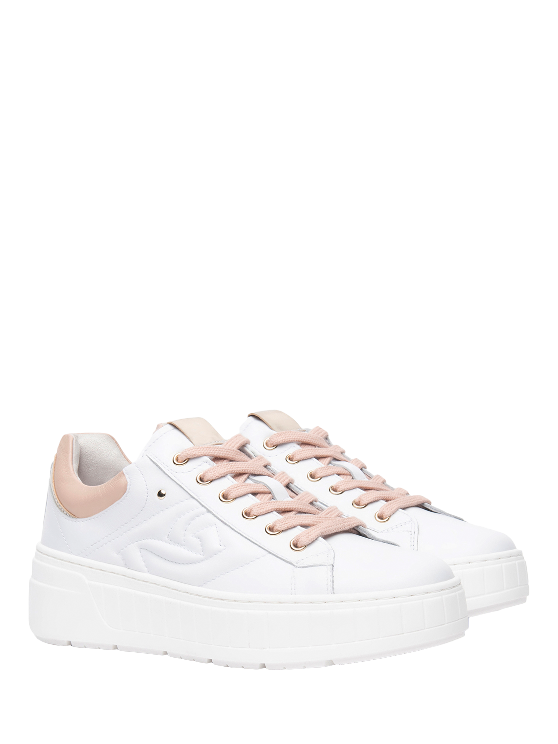 Product image 2 of 4, which shows NeroGiardini Specchia Leather Platform Trainers, White, 4