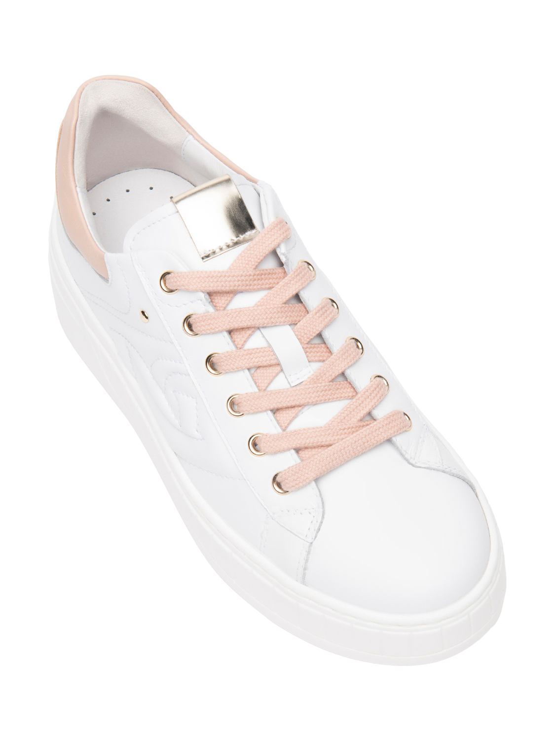 Product image 4 of 4, which shows NeroGiardini Specchia Leather Platform Trainers, White, 4