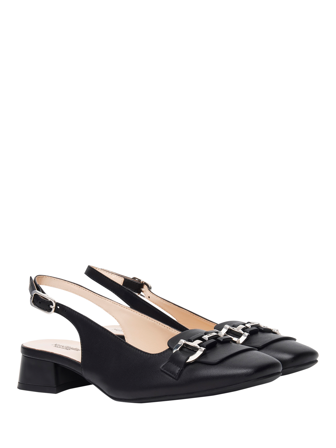 Product image 2 of 4, which shows NeroGiardini Genik Leather Square Slingback Courts, Black, 4
